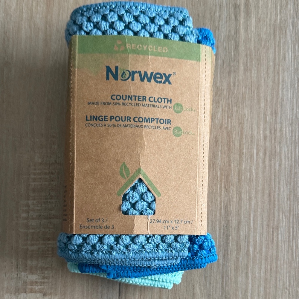 Norwex Counter Cloth Trio - Blue and Green Shades